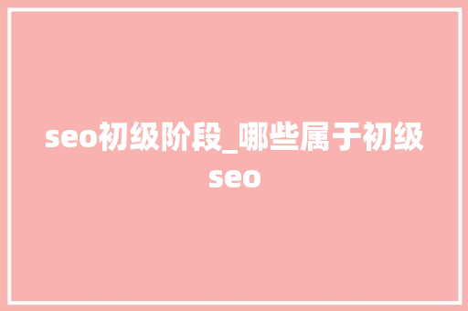 seo初级阶段_哪些属于初级seo seo初级阶段_哪些属于初级seo SEO关键词