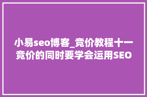 小易seo博客_竞价教程十一竞价的同时要学会运用SEO 小易seo博客_竞价教程十一竞价的同时要学会运用SEO 搜狗SEO