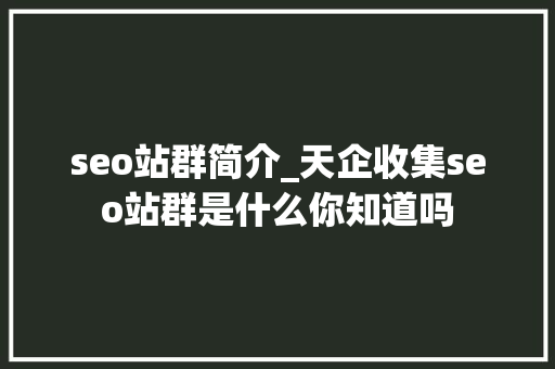 seo站群简介_天企收集seo站群是什么你知道吗 必应SEO seo站群简介_天企收集seo站群是什么你知道吗 seo站群简介_天企收集seo站群是什么你知道吗 必应SEO