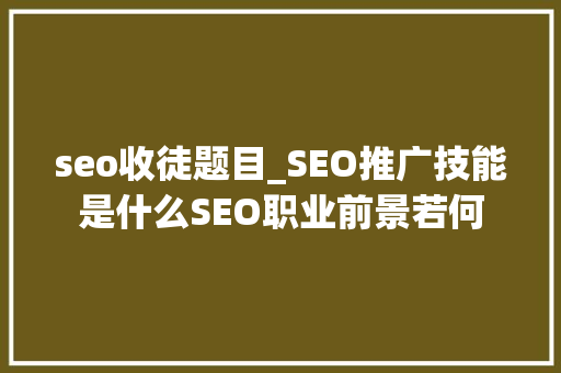seo收徒题目_SEO推广技能是什么SEO职业前景若何