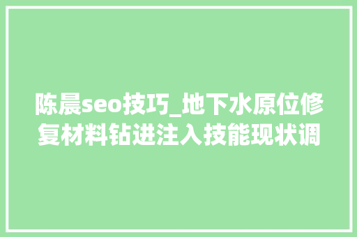 陈晨seo技巧_地下水原位修复材料钻进注入技能现状调研 陈晨seo技巧_地下水原位修复材料钻进注入技能现状调研 搜狗SEO