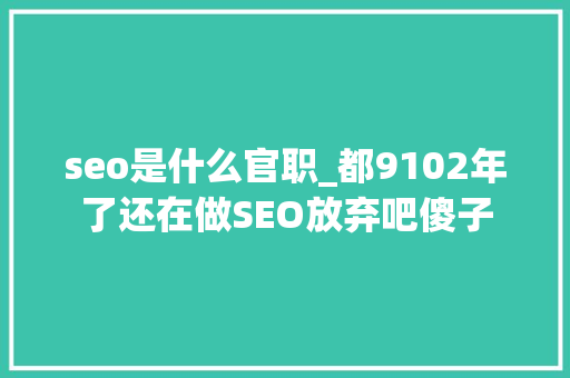 seo是什么官职_都9102年了还在做SEO放弃吧傻子 seo是什么官职_都9102年了还在做SEO放弃吧傻子 神马SEO