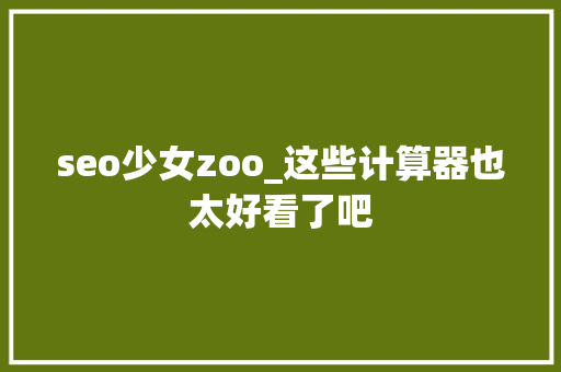 seo少女zoo_这些计算器也太好看了吧