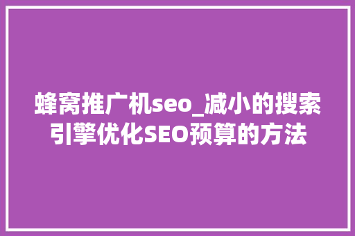 蜂窝推广机seo_减小的搜索引擎优化SEO预算的方法 蜂窝推广机seo_减小的搜索引擎优化SEO预算的方法 神马SEO