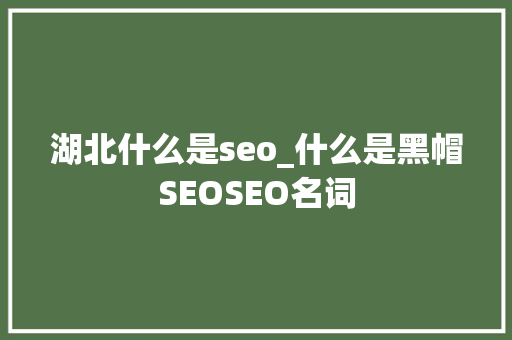 湖北什么是seo_什么是黑帽SEOSEO名词 湖北什么是seo_什么是黑帽SEOSEO名词 百度SEO