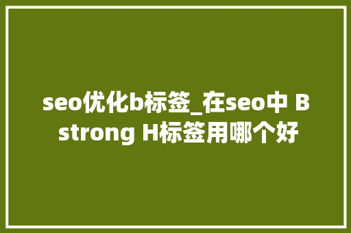 seo优化b标签_在seo中 B strong H标签用哪个好 seo优化b标签_在seo中 B strong H标签用哪个好 网站建设公司