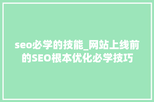 seo必学的技能_网站上线前的SEO根本优化必学技巧 seo必学的技能_网站上线前的SEO根本优化必学技巧 网站建设公司