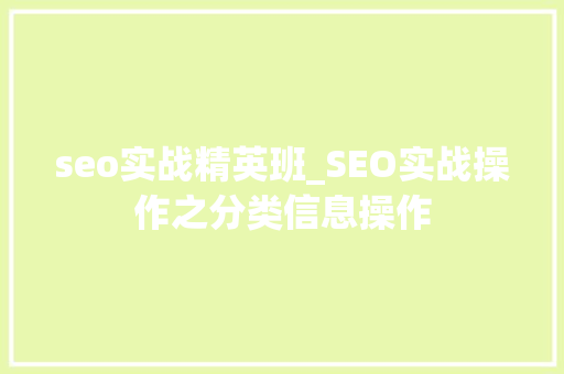seo实战精英班_SEO实战操作之分类信息操作 seo实战精英班_SEO实战操作之分类信息操作 必应SEO