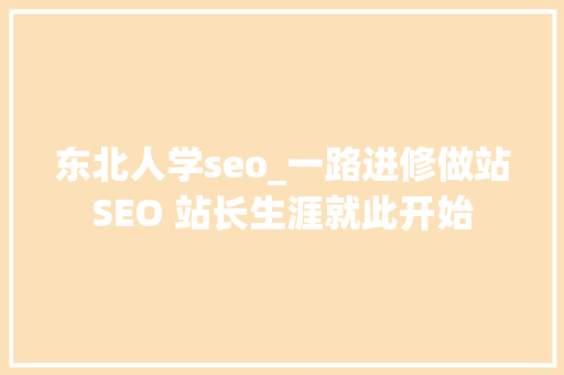 东北人学seo_一路进修做站SEO 站长生涯就此开始