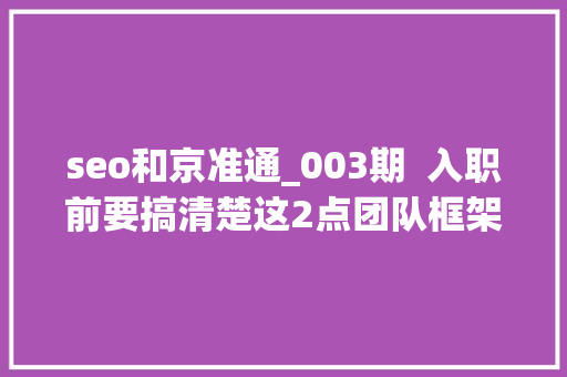 seo和京准通_003期  入职前要搞清楚这2点团队框架和岗位权重否则背锅 seo和京准通_003期  入职前要搞清楚这2点团队框架和岗位权重否则背锅 百度SEO