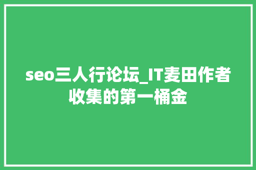 seo三人行论坛_IT麦田作者收集的第一桶金