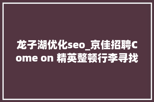 龙子湖优化seo_京佳招聘Come on 精英整顿行李寻找新的自己。 龙子湖优化seo_京佳招聘Come on 精英整顿行李寻找新的自己。 必应SEO