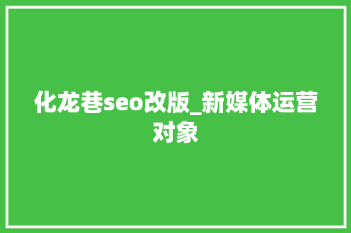 化龙巷seo改版_新媒体运营对象