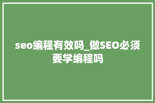 seo编程有效吗_做SEO必须要学编程吗 seo编程有效吗_做SEO必须要学编程吗 网站建设公司