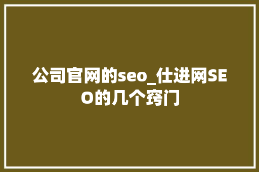 公司官网的seo_仕进网SEO的几个窍门 公司官网的seo_仕进网SEO的几个窍门 网站建设公司