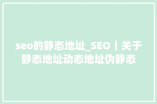 seo的静态地址_SEO｜关于静态地址动态地址伪静态 seo的静态地址_SEO｜关于静态地址动态地址伪静态 网站建设公司