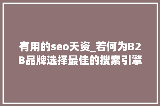 有用的seo天资_若何为B2B品牌选择最佳的搜索引擎优化SEO做事供应商上 有用的seo天资_若何为B2B品牌选择最佳的搜索引擎优化SEO做事供应商上 网站建设公司