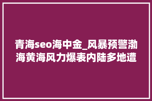 青海seo海中金_风暴预警渤海黄海风力爆表内陆多地遭殃全平易近紧急避险指南 网站建设公司