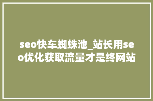 seo快车蜘蛛池_站长用seo优化获取流量才是终网站优化的目的 seo快车蜘蛛池_站长用seo优化获取流量才是终网站优化的目的 网站建设公司