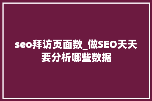 seo拜访页面数_做SEO天天要分析哪些数据 seo拜访页面数_做SEO天天要分析哪些数据 网站建设公司