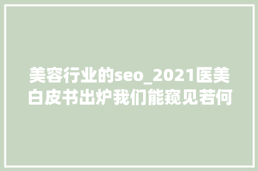 美容行业的seo_2021医美白皮书出炉我们能窥见若何的趋势 美容行业的seo_2021医美白皮书出炉我们能窥见若何的趋势 必应SEO