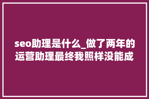 seo助理是什么_做了两年的运营助理最终我照样没能成为一个合格的运营 seo助理是什么_做了两年的运营助理最终我照样没能成为一个合格的运营 神马SEO