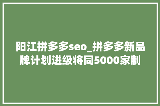 阳江拼多多seo_拼多多新品牌计划进级将同5000家制造企业共立异品牌 阳江拼多多seo_拼多多新品牌计划进级将同5000家制造企业共立异品牌 神马SEO