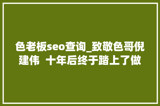 色老板seo查询_致敬色哥倪建伟  十年后终于踏上了做大年夜客户发卖的路