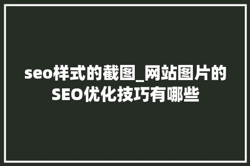 seo样式的截图_网站图片的SEO优化技巧有哪些 seo样式的截图_网站图片的SEO优化技巧有哪些 必应SEO