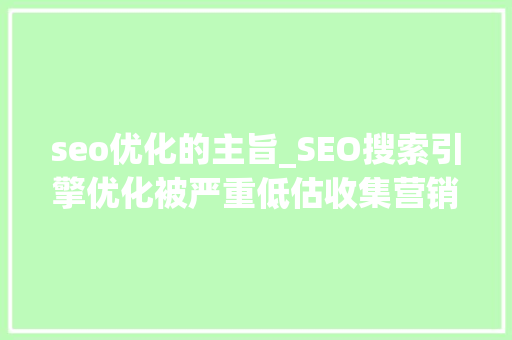 seo优化的主旨_SEO搜索引擎优化被严重低估收集营销核心技能 seo优化的主旨_SEO搜索引擎优化被严重低估收集营销核心技能 神马SEO