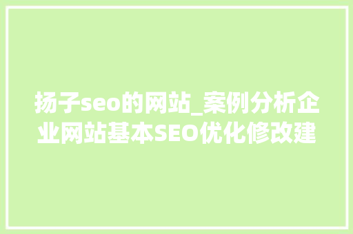扬子seo的网站_案例分析企业网站基本SEO优化修改建议 扬子seo的网站_案例分析企业网站基本SEO优化修改建议 神马SEO