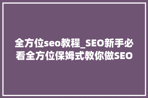 全方位seo教程_SEO新手必看全方位保姆式教你做SEO 全方位seo教程_SEO新手必看全方位保姆式教你做SEO SEO关键词