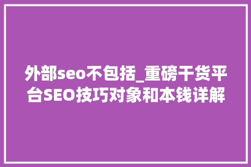 外部seo不包括_重磅干货平台SEO技巧对象和本钱详解 外部seo不包括_重磅干货平台SEO技巧对象和本钱详解 必应SEO