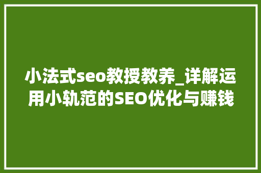 小法式seo教授教养_详解运用小轨范的SEO优化与赚钱技巧 小法式seo教授教养_详解运用小轨范的SEO优化与赚钱技巧 百度SEO
