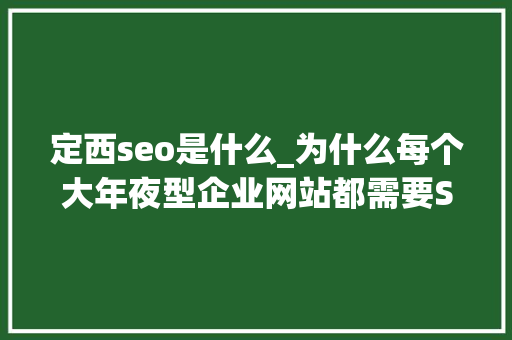 定西seo是什么_为什么每个大年夜型企业网站都需要SEO