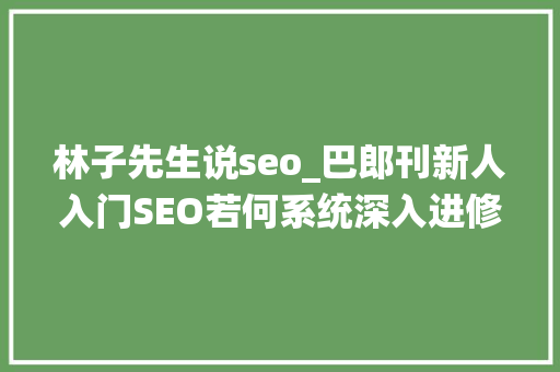 林子先生说seo_巴郎刊新人入门SEO若何系统深入进修SEOSEO进修