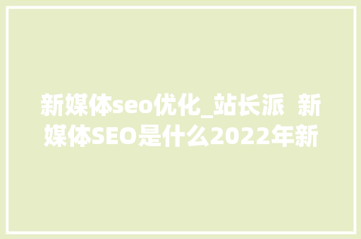 新媒体seo优化_站长派  新媒体SEO是什么2022年新媒体SEO怎么做 新媒体seo优化_站长派  新媒体SEO是什么2022年新媒体SEO怎么做 必应SEO