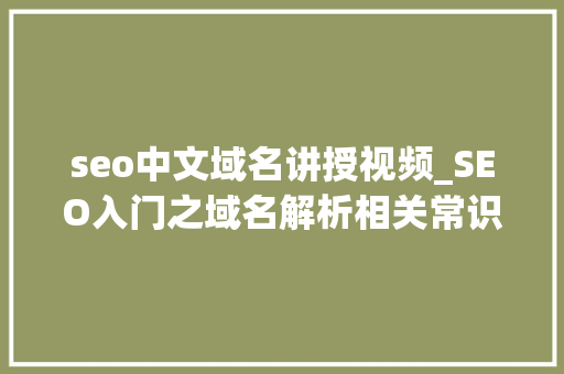 seo中文域名讲授视频_SEO入门之域名解析相关常识耀途盛世 seo中文域名讲授视频_SEO入门之域名解析相关常识耀途盛世 神马SEO