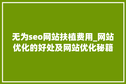 无为seo网站扶植费用_网站优化的好处及网站优化秘籍100轨则 无为seo网站扶植费用_网站优化的好处及网站优化秘籍100轨则 网站建设公司