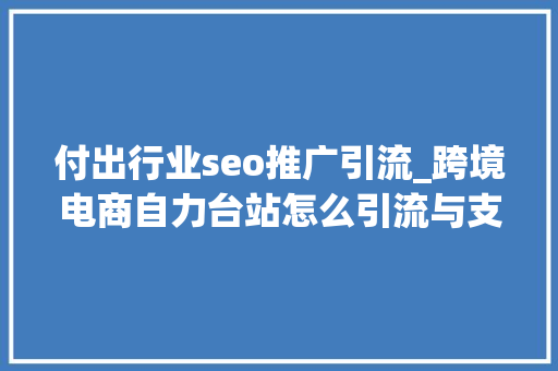 付出行业seo推广引流_跨境电商自力台站怎么引流与支付 付出行业seo推广引流_跨境电商自力台站怎么引流与支付 网站建设公司