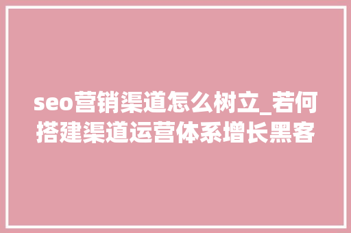 seo营销渠道怎么树立_若何搭建渠道运营体系增长黑客教你三个步骤 seo营销渠道怎么树立_若何搭建渠道运营体系增长黑客教你三个步骤 百度SEO