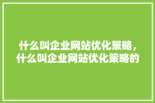 什么叫企业网站优化策略，什么叫企业网站优化策略的方法。 什么叫企业网站优化策略，什么叫企业网站优化策略的方法。 搜狗SEO