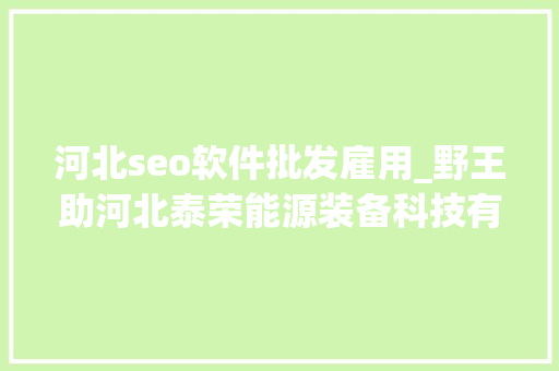 河北seo软件批发雇用_野王助河北泰荣能源装备科技有限公司精准营销 河北seo软件批发雇用_野王助河北泰荣能源装备科技有限公司精准营销 SEO关键词
