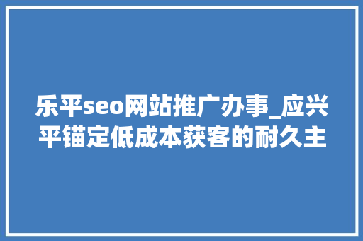 乐平seo网站推广办事_应兴平锚定低成本获客的耐久主义者 乐平seo网站推广办事_应兴平锚定低成本获客的耐久主义者 神马SEO