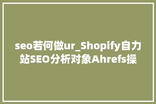 seo若何做ur_Shopify自力站SEO分析对象Ahrefs操作指南一览 seo若何做ur_Shopify自力站SEO分析对象Ahrefs操作指南一览 搜狗SEO
