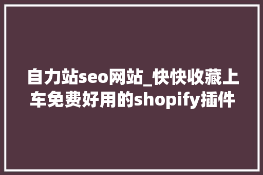 自力站seo网站_快快收藏上车免费好用的shopify插件大年夜全l 跨境自力站指南 自力站seo网站_快快收藏上车免费好用的shopify插件大年夜全l 跨境自力站指南 必应SEO