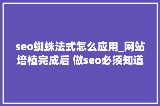 seo蜘蛛法式怎么应用_网站培植完成后 做seo必须知道的专业常识之蜘蛛轨范通道 seo蜘蛛法式怎么应用_网站培植完成后 做seo必须知道的专业常识之蜘蛛轨范通道 神马SEO