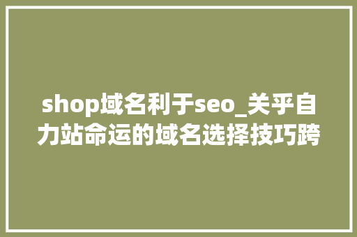 shop域名利于seo_关乎自力站命运的域名选择技巧跨境卖家又该留心哪些事项 shop域名利于seo_关乎自力站命运的域名选择技巧跨境卖家又该留心哪些事项 SEO关键词