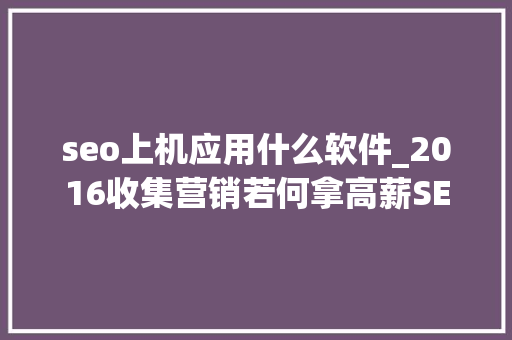 seo上机应用什么软件_2016收集营销若何拿高薪SEOSEM专业术语面试必备 seo上机应用什么软件_2016收集营销若何拿高薪SEOSEM专业术语面试必备 必应SEO