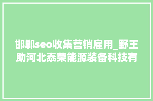 邯郸seo收集营销雇用_野王助河北泰荣能源装备科技有限公司精准营销 邯郸seo收集营销雇用_野王助河北泰荣能源装备科技有限公司精准营销 必应SEO
